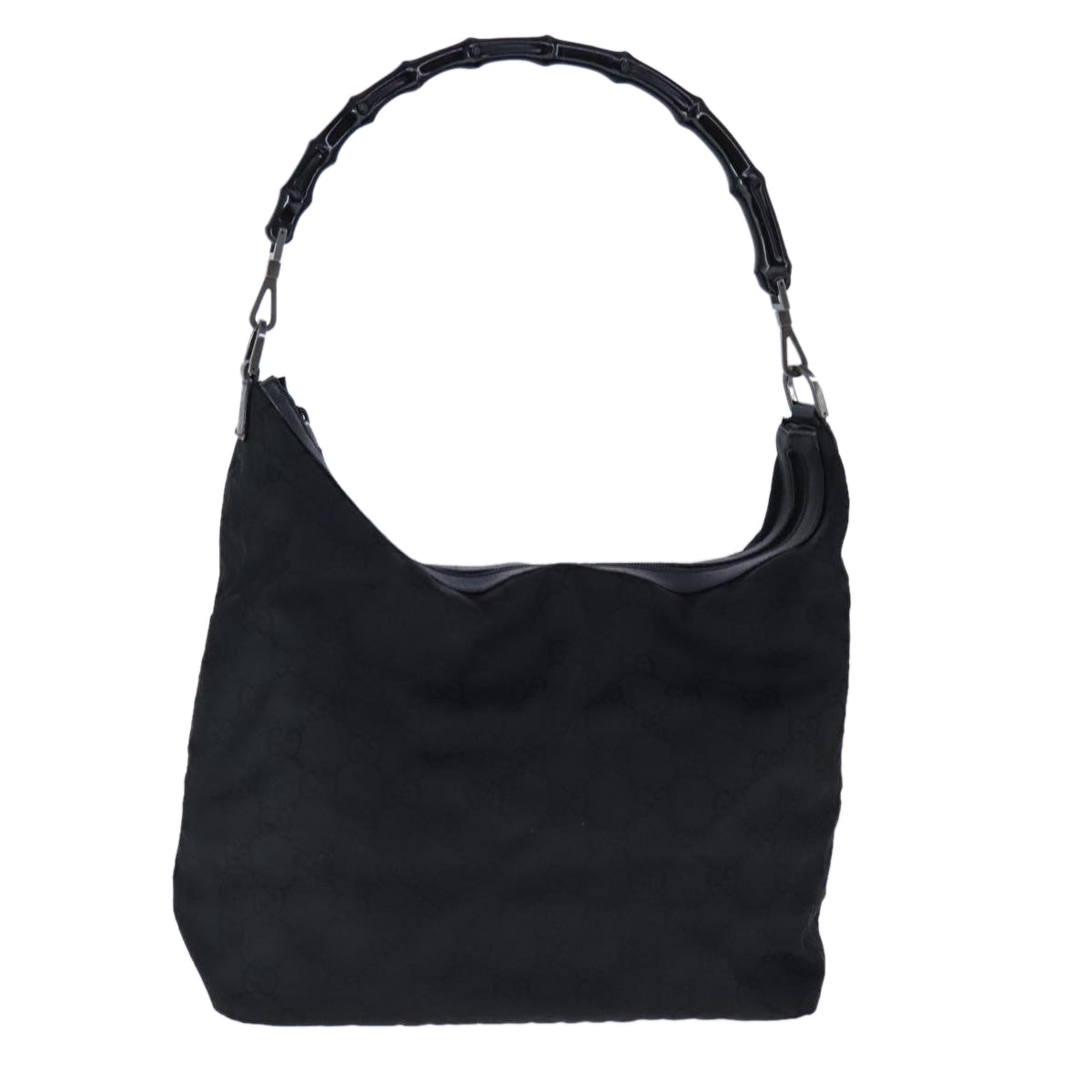 Gucci Bamboo Black Canvas Shoulder Bag