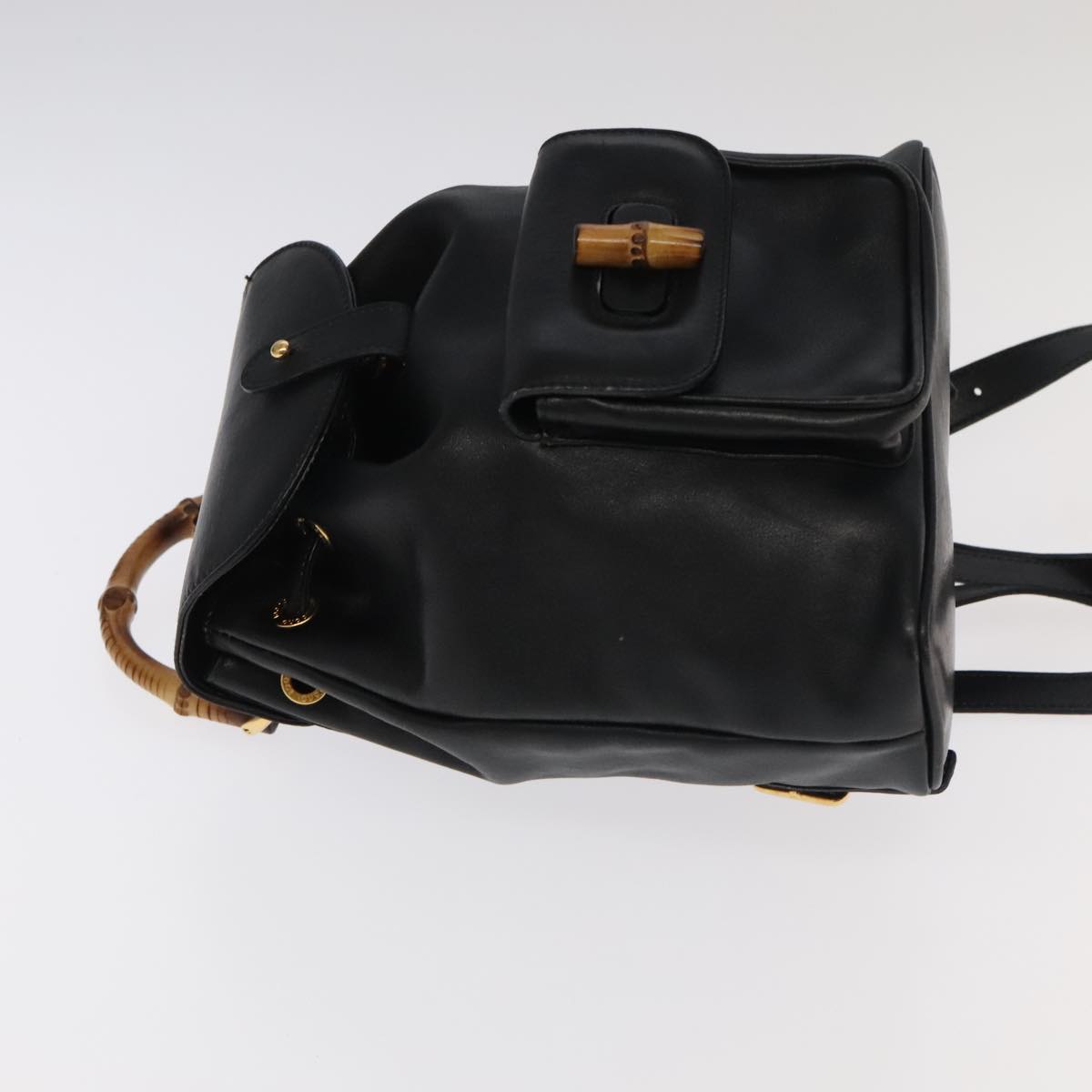 Gucci Bamboo Black Leather Backpack Bag