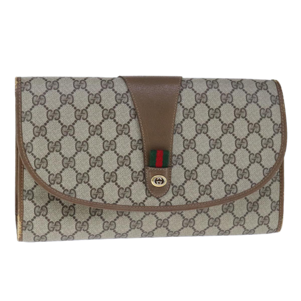 Gucci Sherry Beige Canvas Clutch Bag