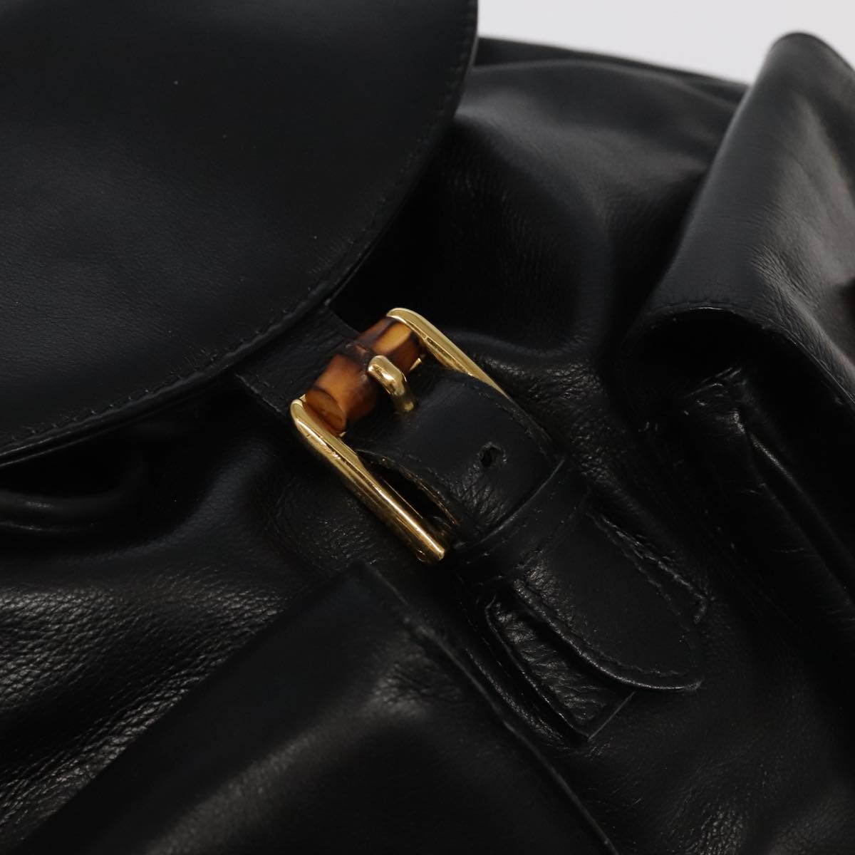 Gucci Bamboo Black Leather Backpack Bag