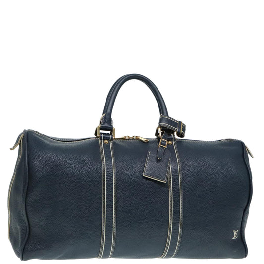 Louis Vuitton Keepall 50 Navy Leather Travel Bag