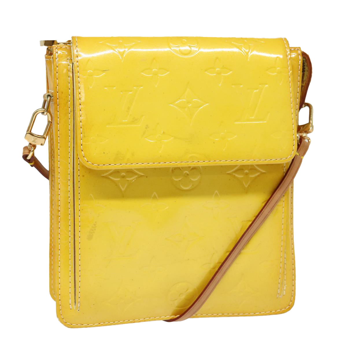 Louis Vuitton Mott Yellow Patent Leather Shoulder Bag