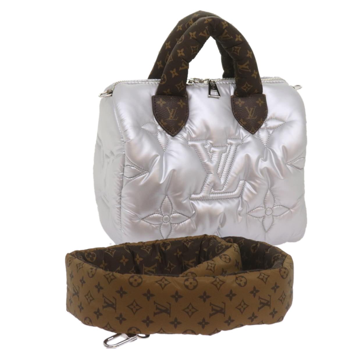 Louis Vuitton Speedy Bandoulière 25 Silver Synthetic Handbag