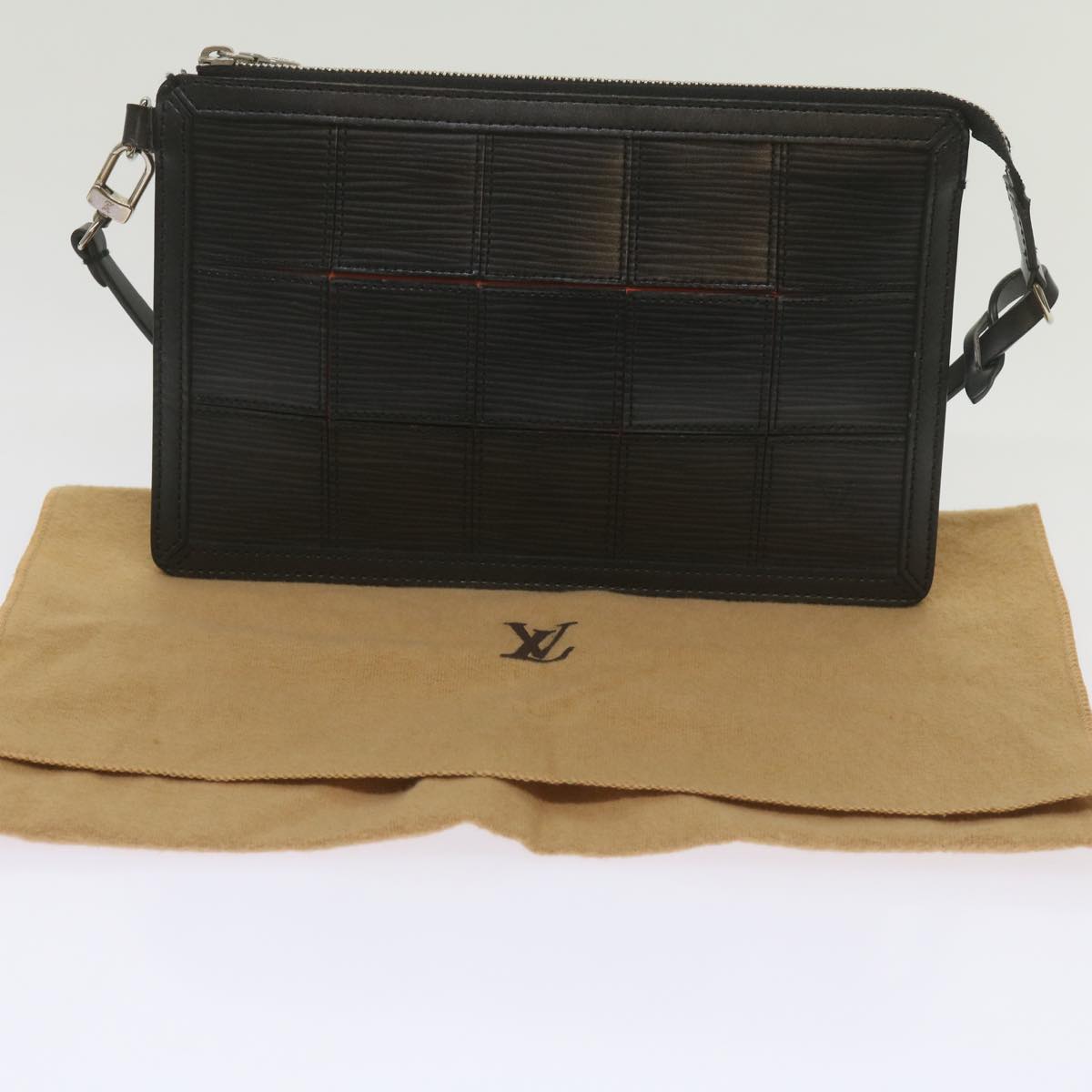 Louis Vuitton Delmonico Black Leather Clutch Bag