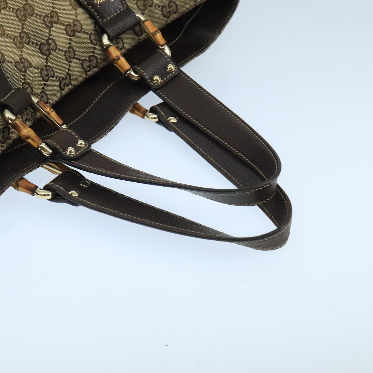 Gucci Bamboo Beige Canvas Tote Bag