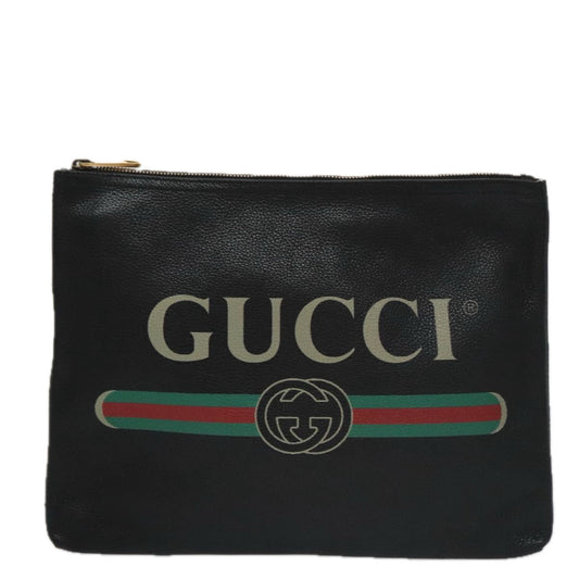 Gucci Imprime Black Leather Clutch Bag ()