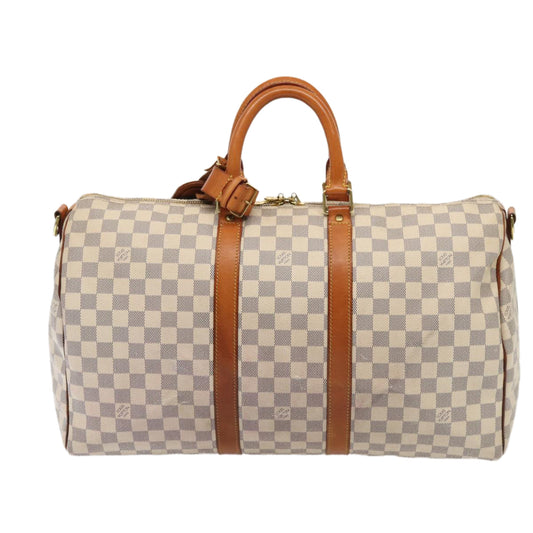 Louis Vuitton Keepall Bandouliere 45 White Canvas Travel Bag