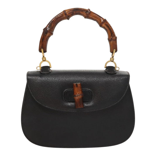 Gucci Bamboo Black Leather Handbag ()