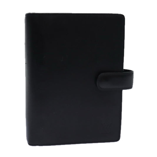 Louis Vuitton Agenda Mm Black Leather Wallet  ()