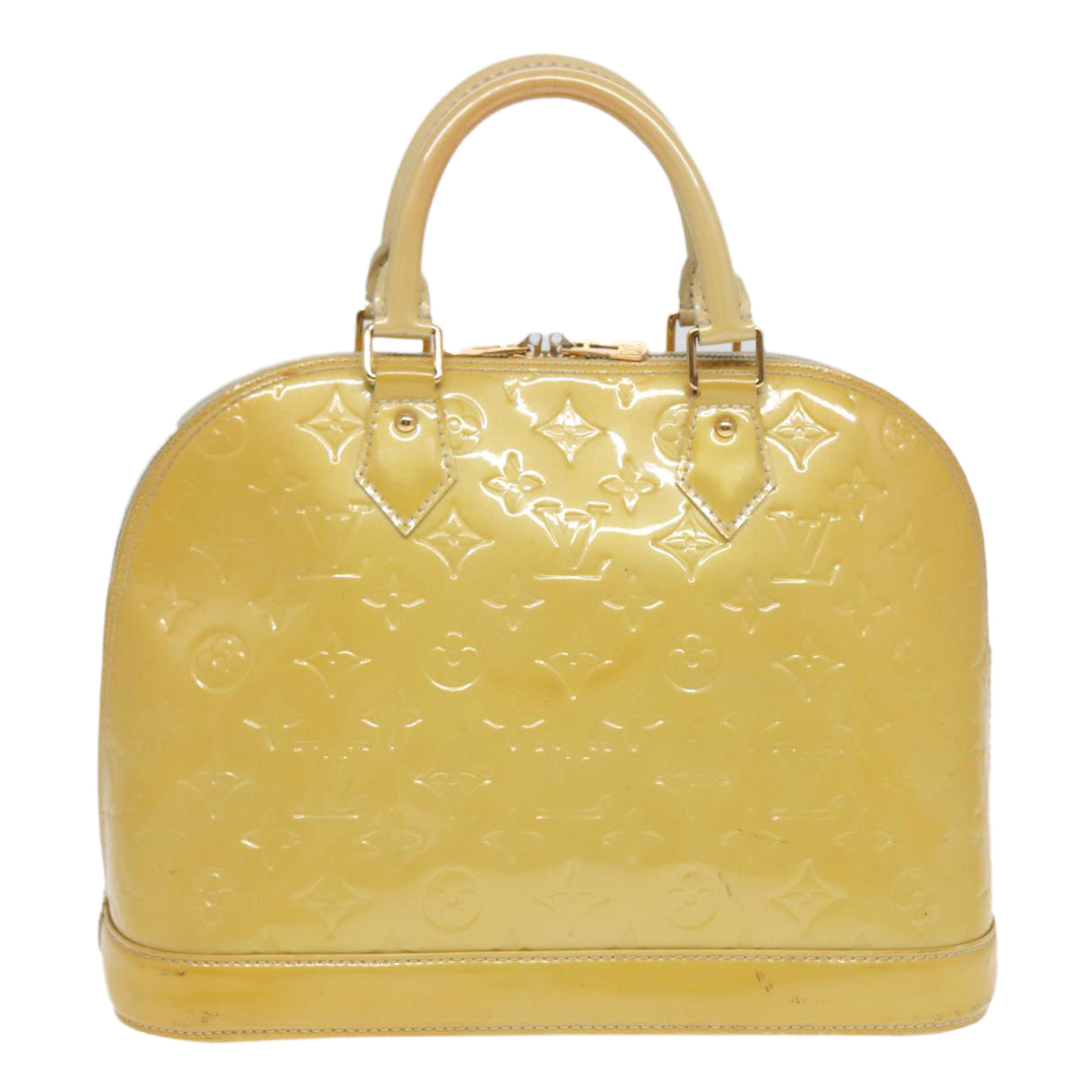 Louis Vuitton Alma Yellow Patent Leather Handbag