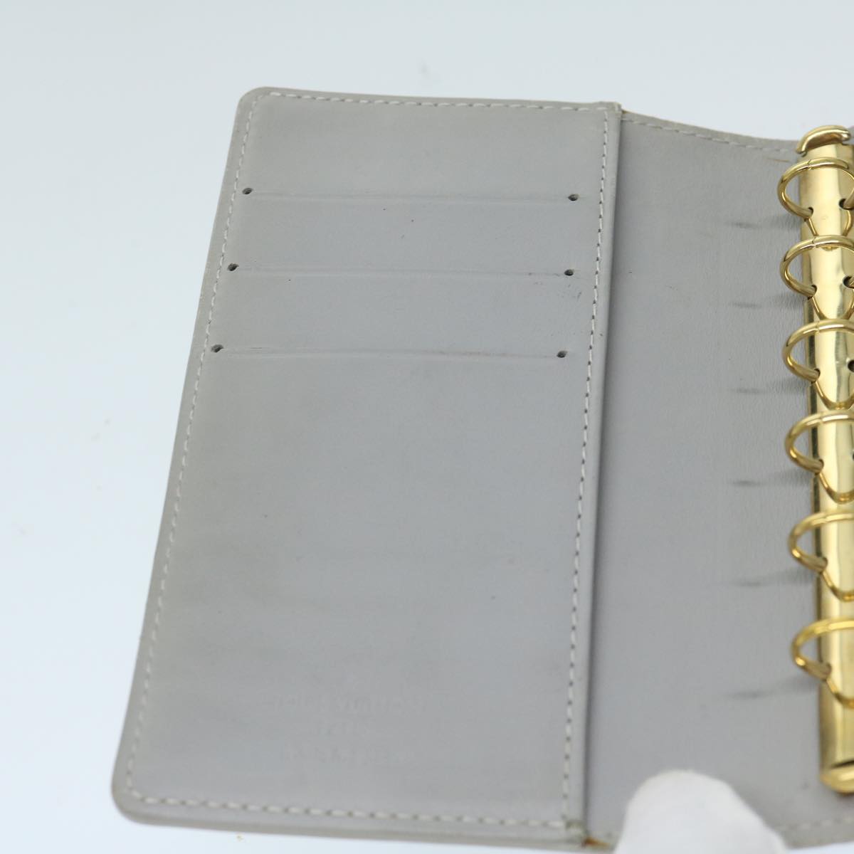 Louis Vuitton Agenda Pm Grey Patent Leather Wallet