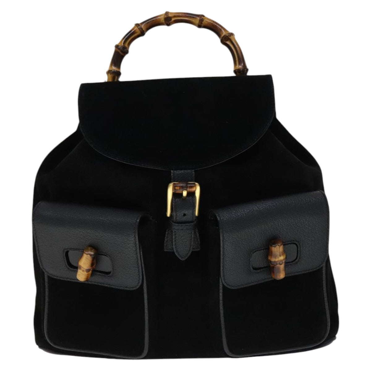 Gucci Bamboo Black Suede Backpack Bag