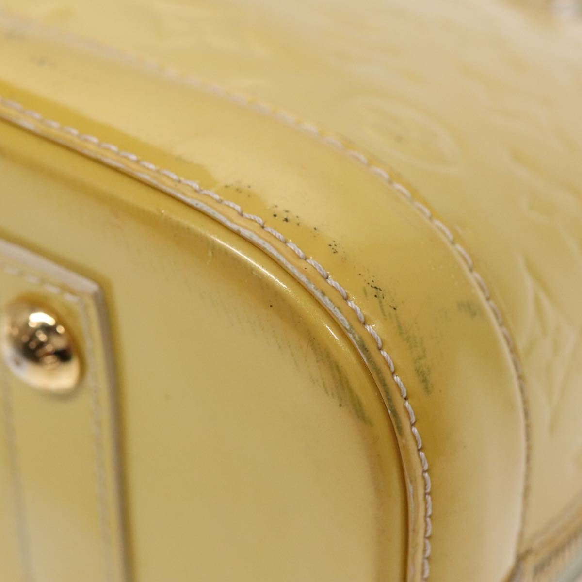 Louis Vuitton Alma Yellow Patent Leather Handbag