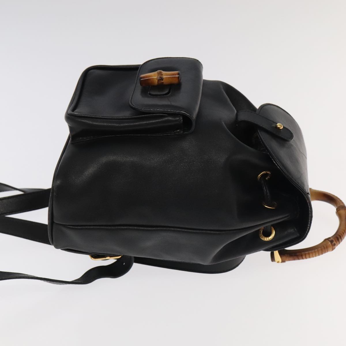 Gucci Bamboo Black Leather Backpack Bag