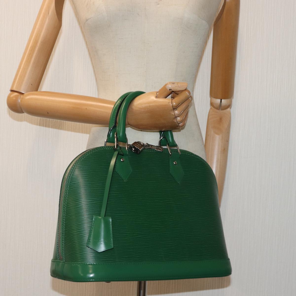 Louis Vuitton Alma Green Calfskin Handbag