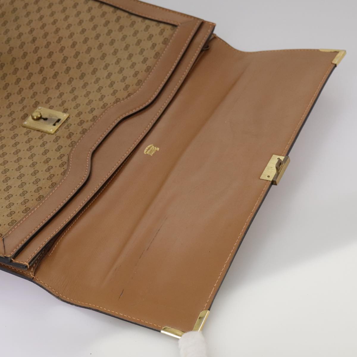 Gucci Micro Small Gg Canvas Beige Canvas Clutch Bag