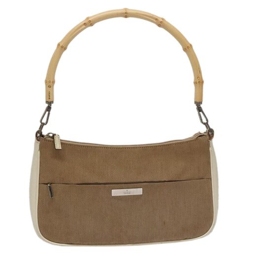 Gucci Bamboo Beige Canvas Shoulder Bag ()