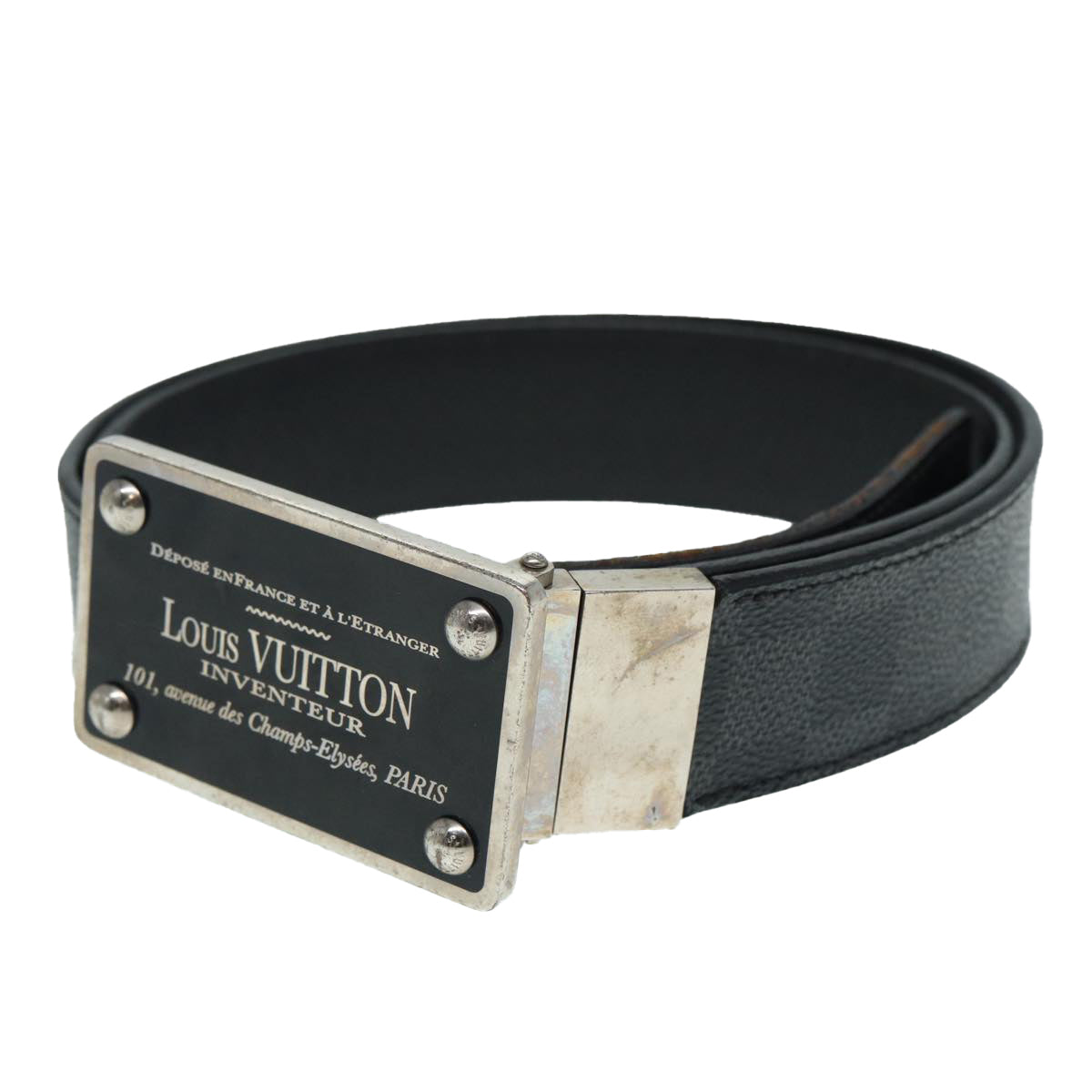 Louis Vuitton Inventeur Grey Canvas Belt