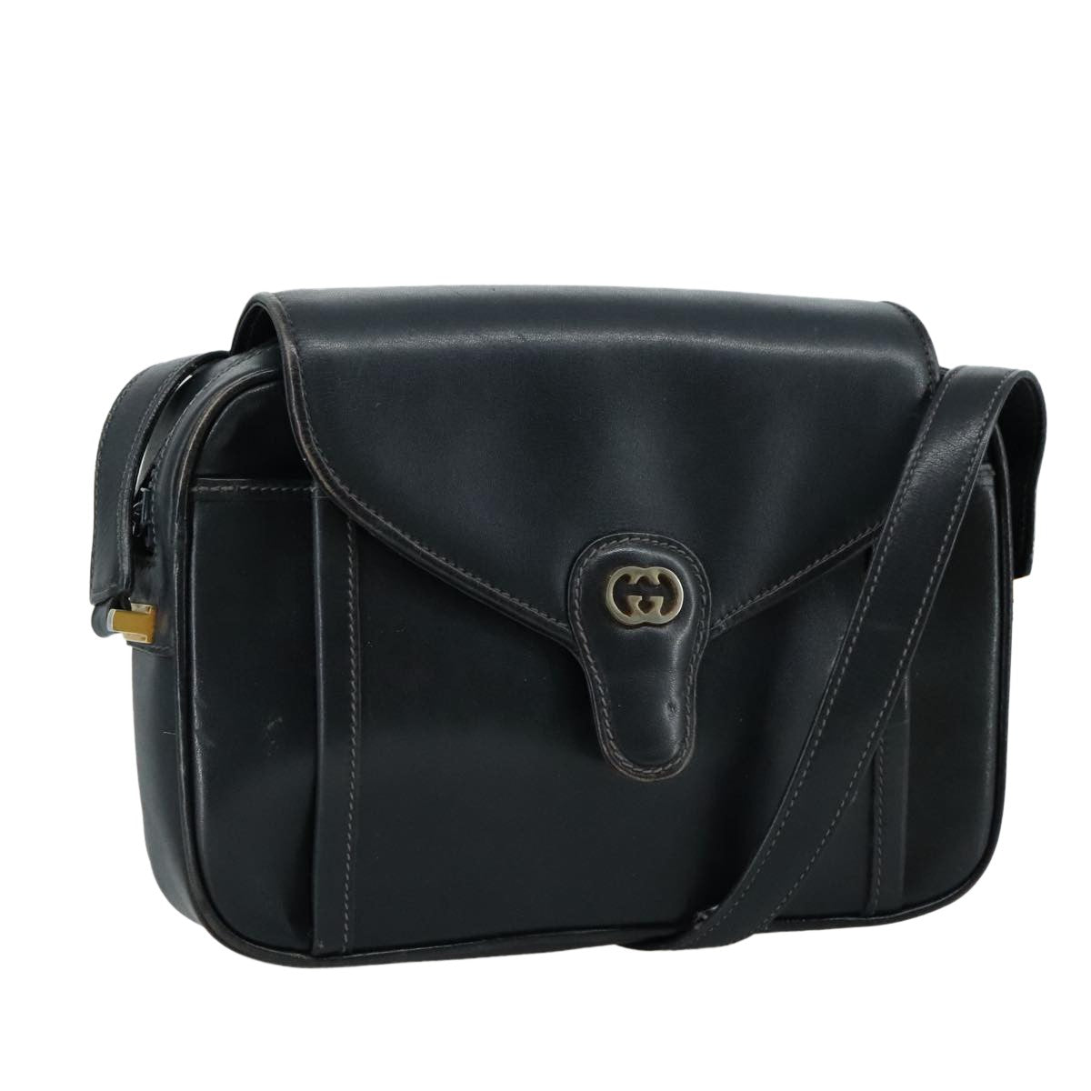 Gucci Interlocking G Navy Leather Shoulder Bag ()