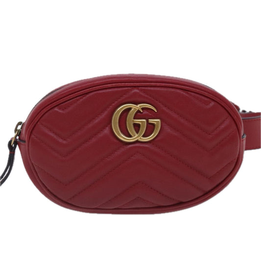 Gucci Gg Marmont Red Leather Shoulder Bag ()