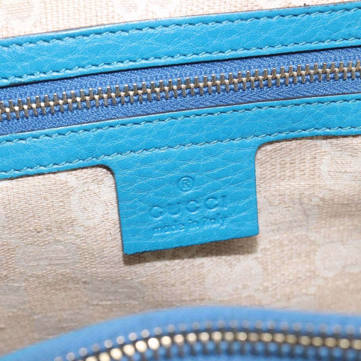 Gucci Bamboo Blue Leather Handbag