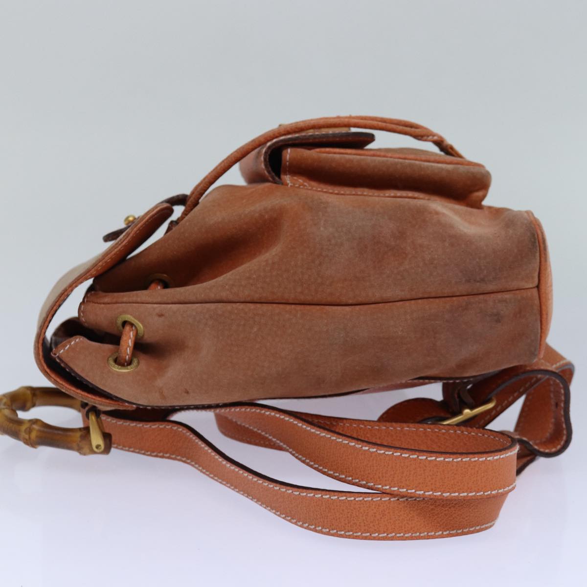 Gucci Bamboo Orange Suede Backpack Bag