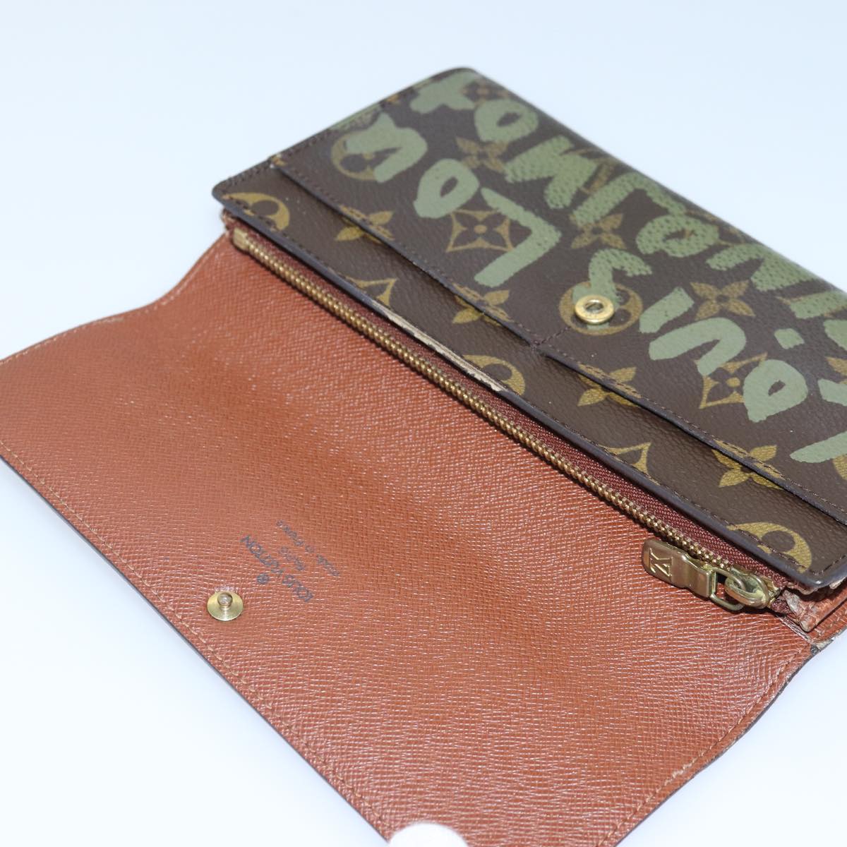 Louis Vuitton Portefeuille Sarah Khaki Canvas Wallet