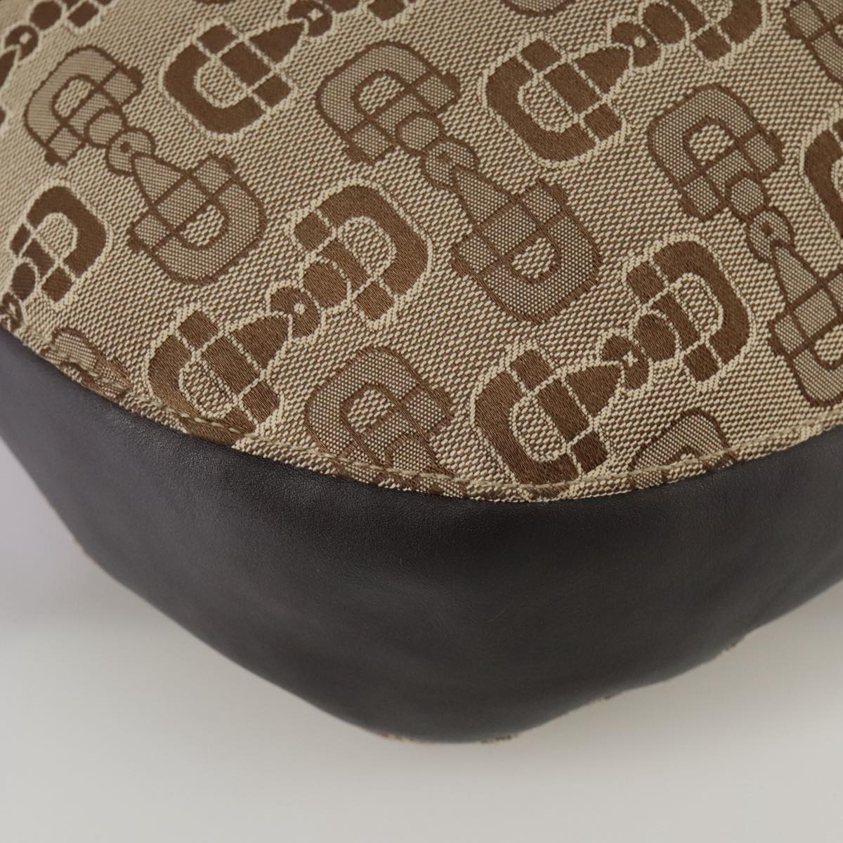 Gucci Horsebit Brown Canvas Handbag