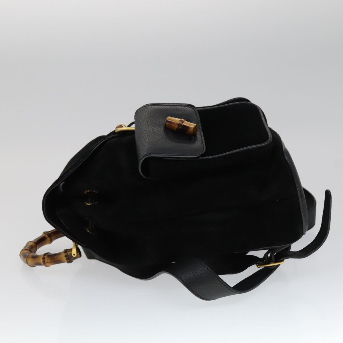 Gucci Bamboo Black Suede Backpack Bag