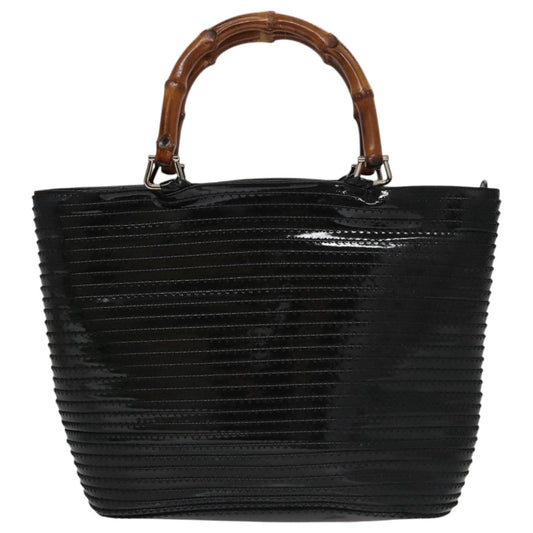 Gucci Bamboo Black Patent Leather Handbag ()
