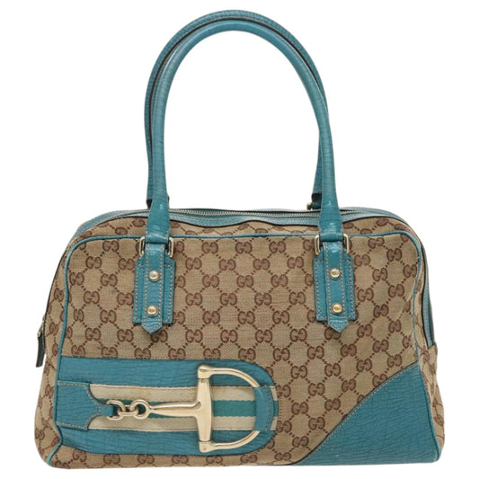 Gucci Horsebit Beige Canvas Tote Bag ()