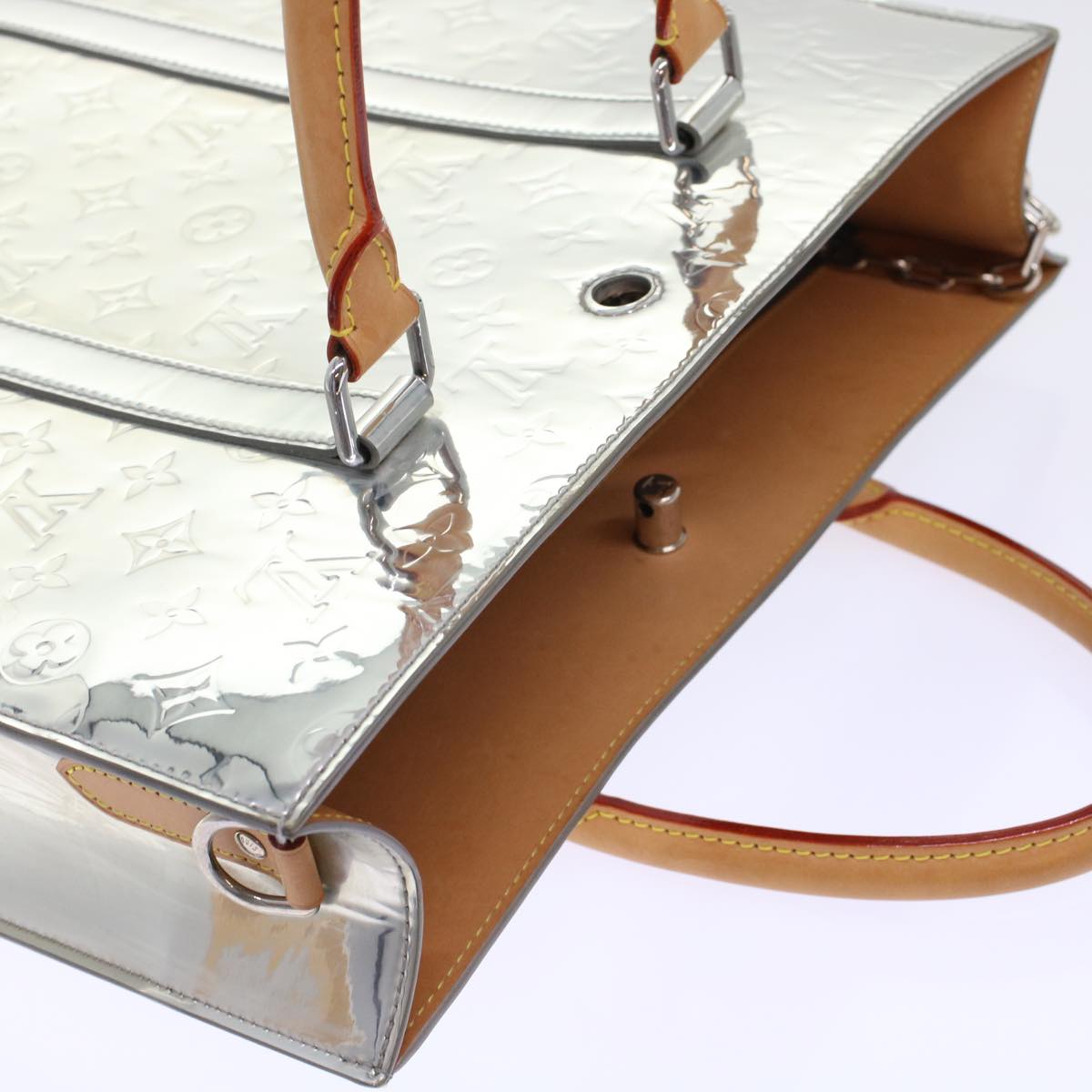Louis Vuitton Sac Plat Silver Canvas Handbag