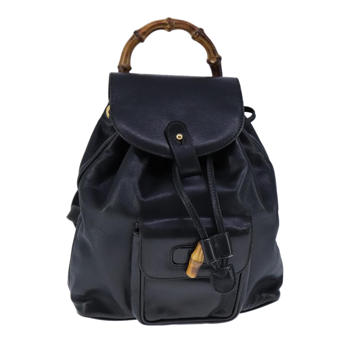 Gucci Bamboo Black Leather Backpack Bag ()