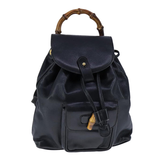 Gucci Bamboo Black Leather Backpack Bag ()