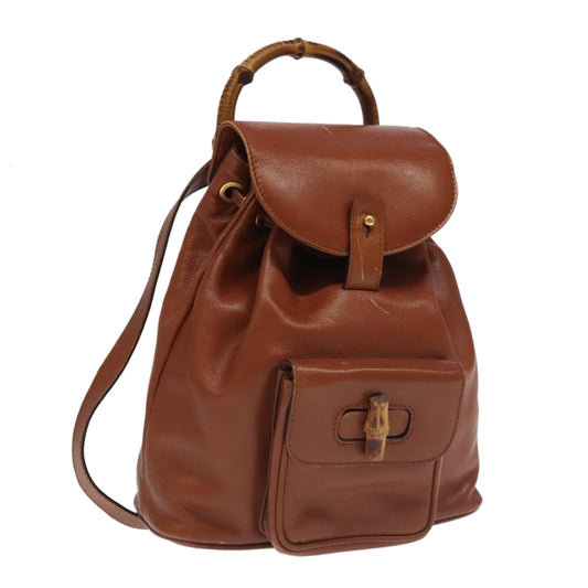Gucci Bamboo Brown Leather Backpack Bag ()