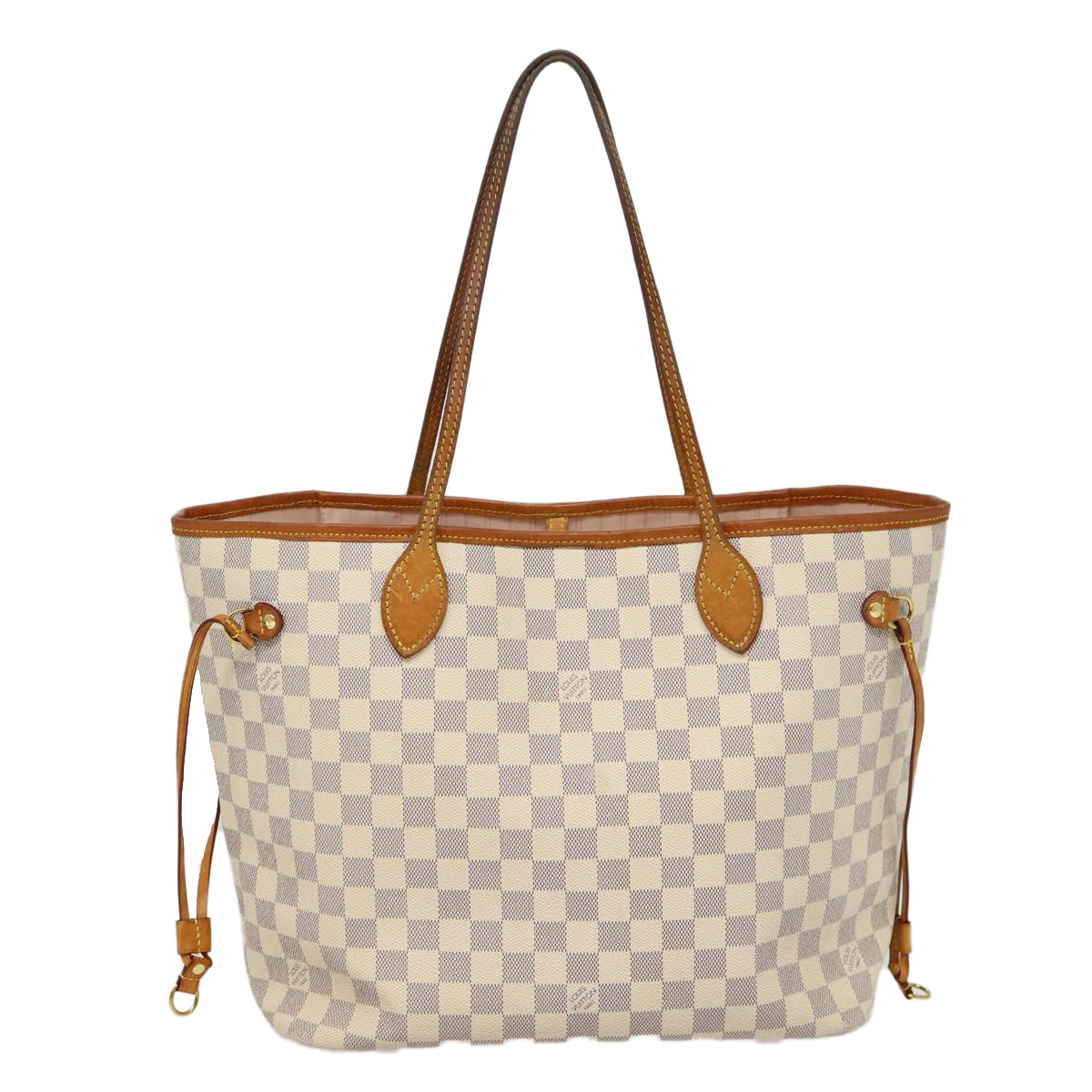 Louis Vuitton Neverfull Mm White Canvas Tote Bag