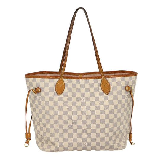 Louis Vuitton Neverfull Mm White Canvas Tote Bag