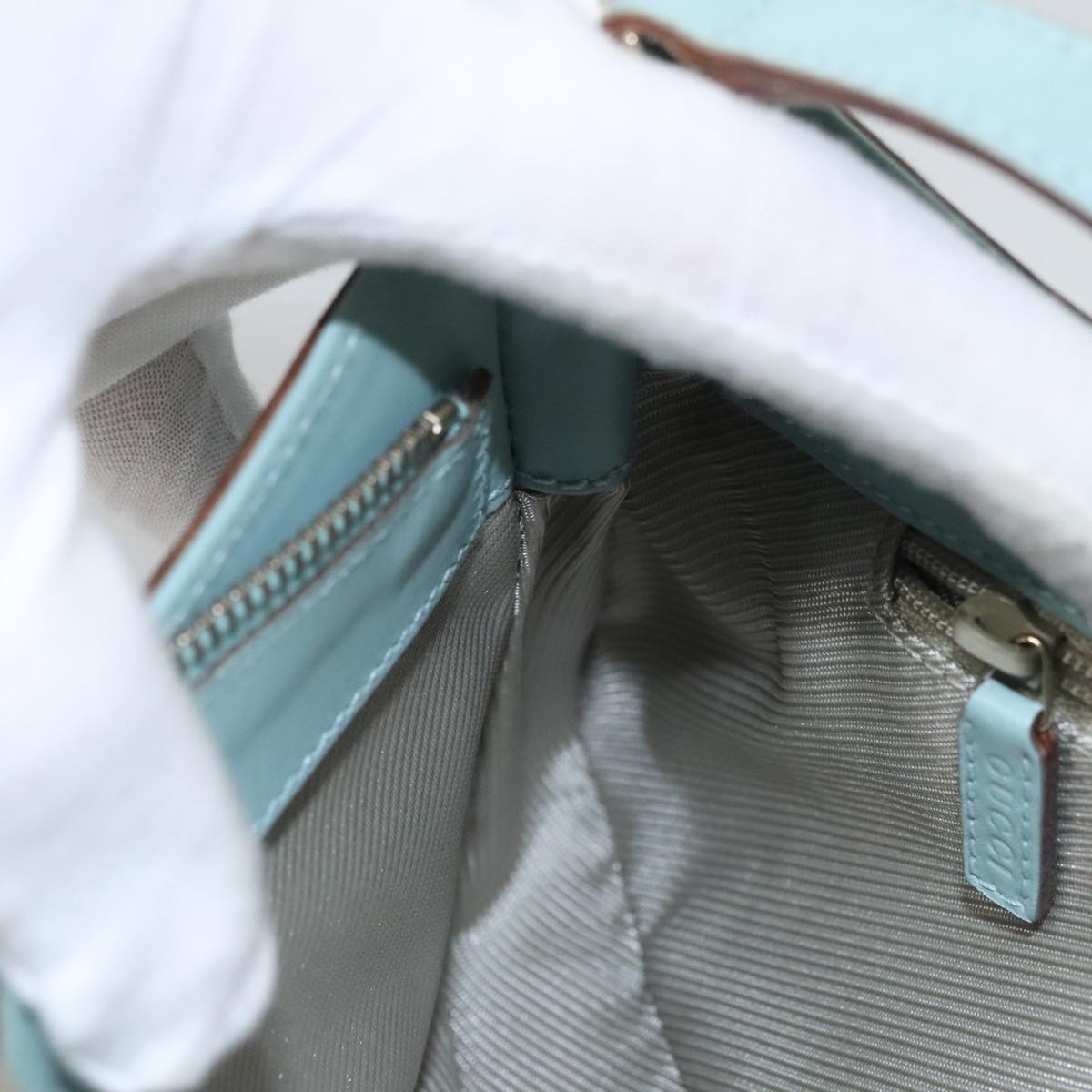 Gucci Micro Small Gg Canvas Blue Leather Shoulder Bag