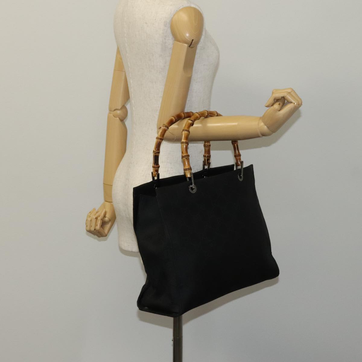 Gucci Bamboo Black Synthetic Tote Bag