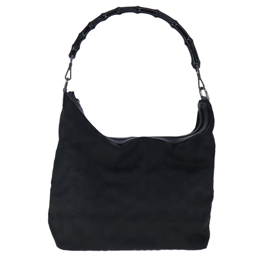 Gucci Bamboo Black Canvas Shoulder Bag ()