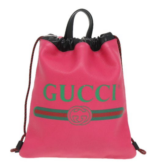 Gucci Drawstring Pink Leather Backpack Bag ()