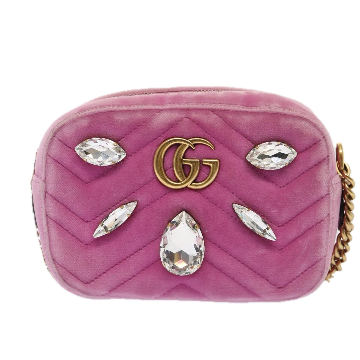 Gucci Marmont Pink Velvet Shoulder Bag