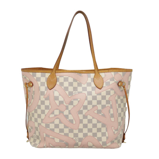 Louis Vuitton Neverfull Mm White Canvas Tote Bag