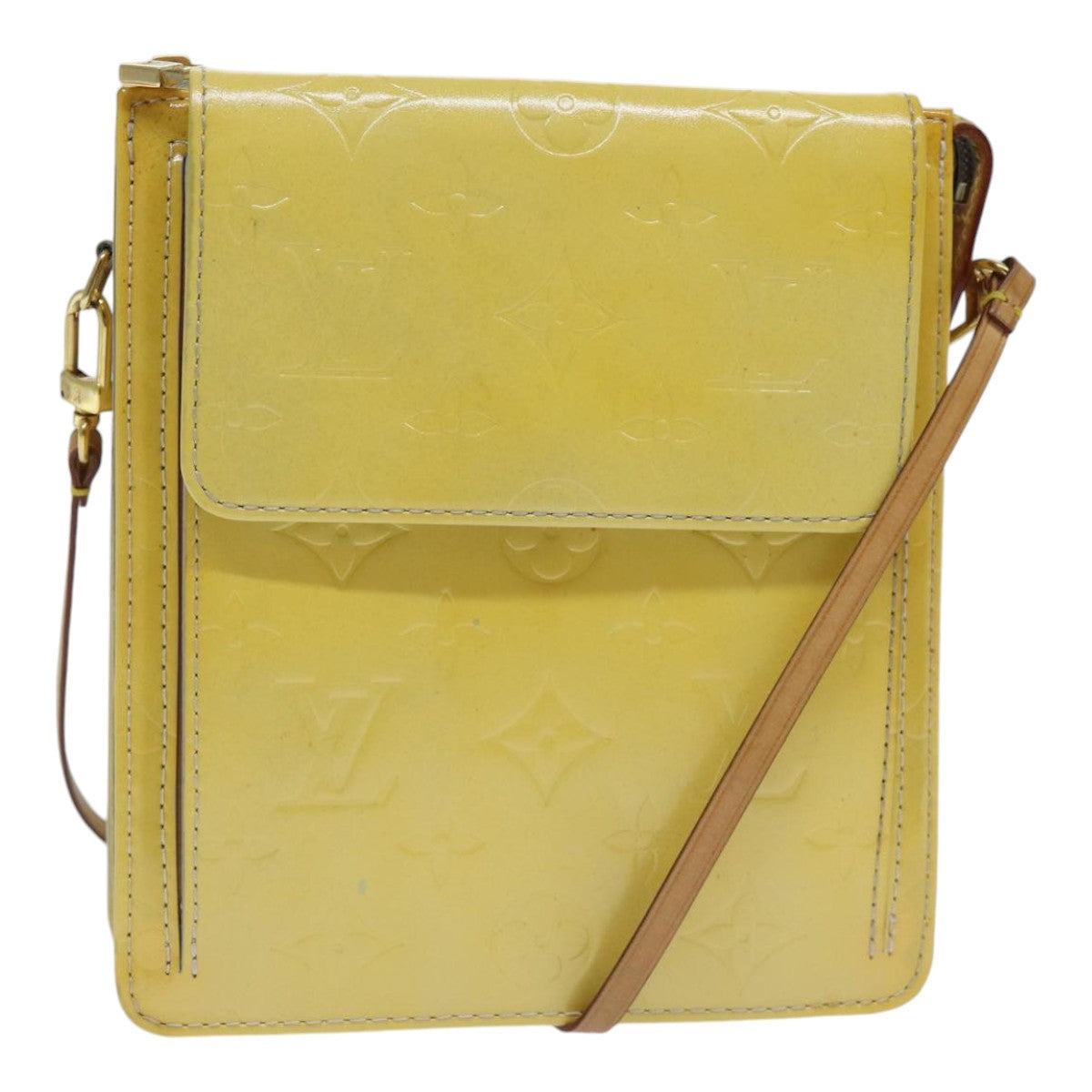 Louis Vuitton Mott Yellow Patent Leather Clutch Bag