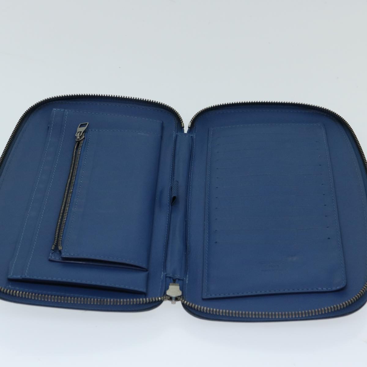 Louis Vuitton Atholl Blue Leather Clutch Bag