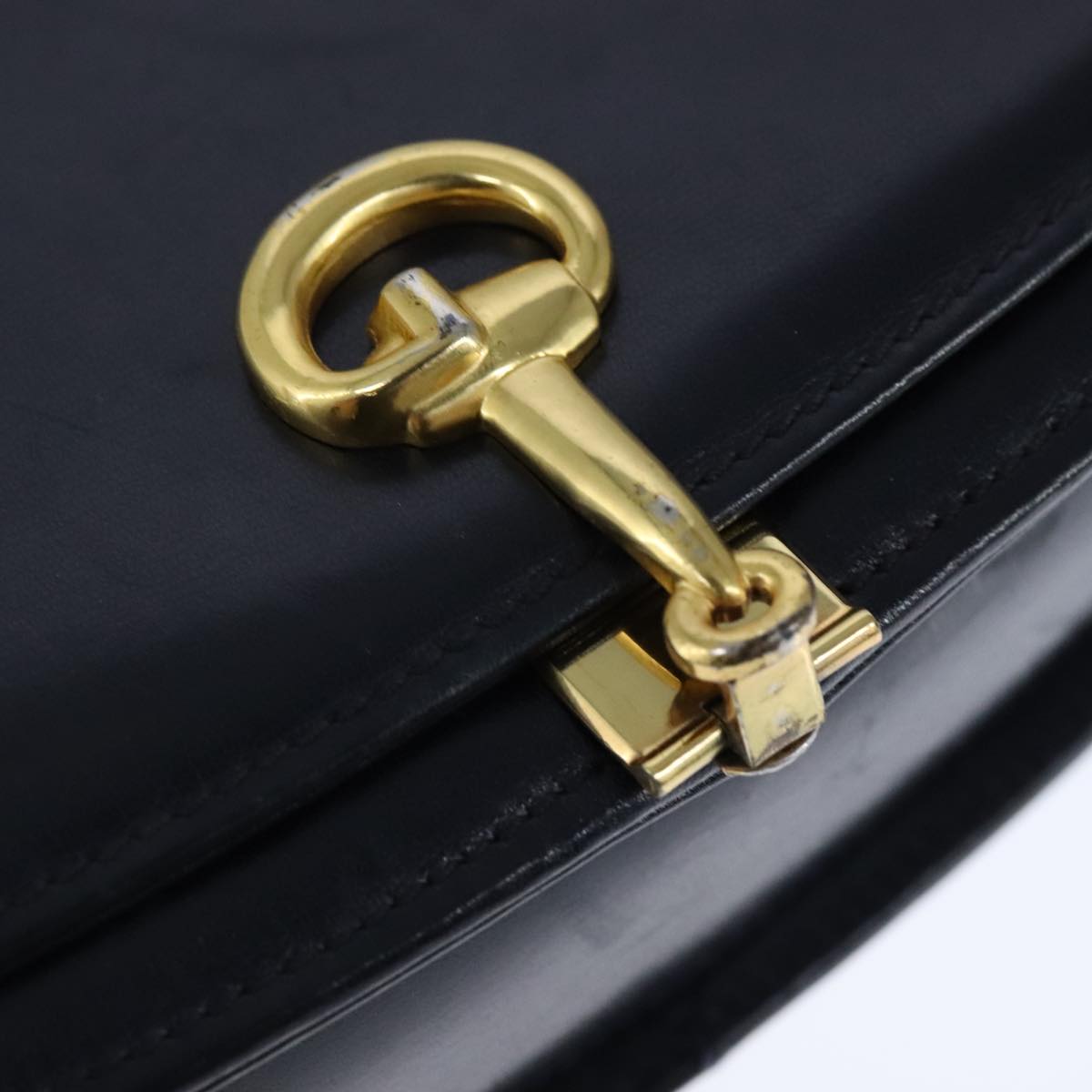 Gucci Horsebit Navy Leather Shoulder Bag