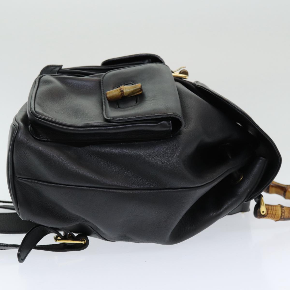 Gucci Bamboo Black Leather Backpack Bag