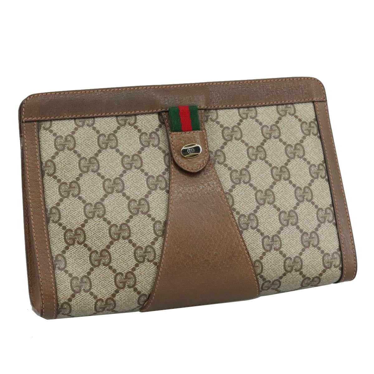 Gucci Sherry Beige Canvas Clutch Bag