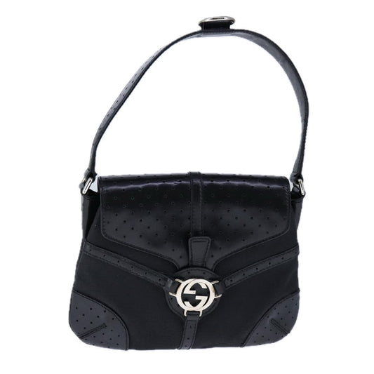 Gucci Interlocking G Black Canvas Shoulder Bag ()