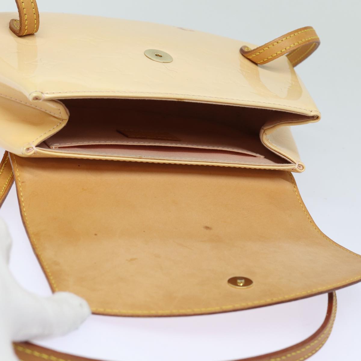 Louis Vuitton Biscayne Bay Camel Patent Leather Shoulder Bag